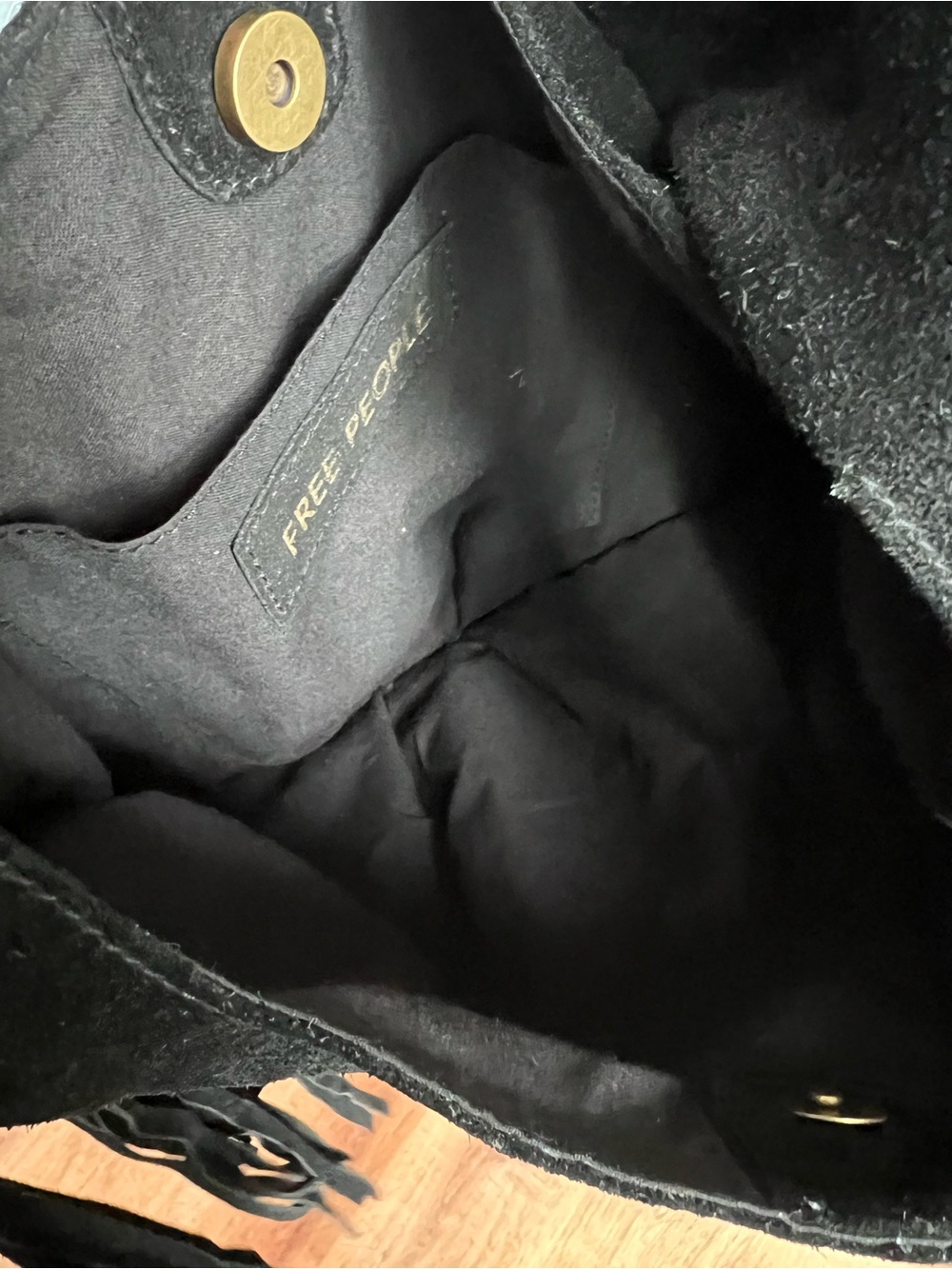 Free People Riley Fringe Bag RT $98 RARE Black Suede - Picture 3 of 3